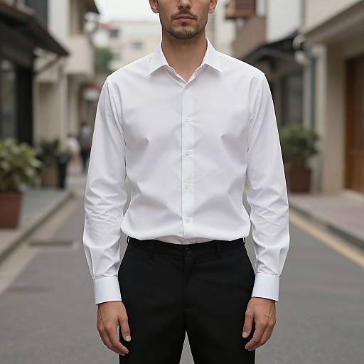 Man in White Shirt on Street