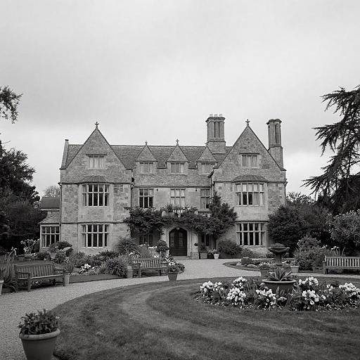 Elegant Historic Mansion in Black-and-White