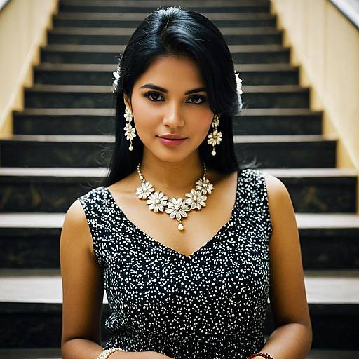 Elegant Indo Western Dress with Jewelry