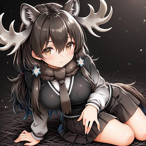 Illustration of Moose (kemono friends), kemono friends in the style of Anzu ame