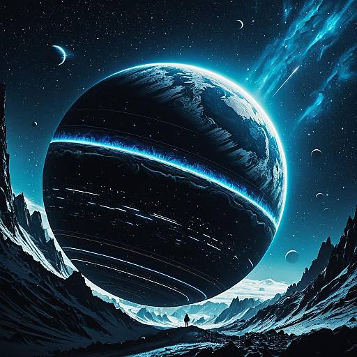 Icy Exoplanet with Shimmering Auroras