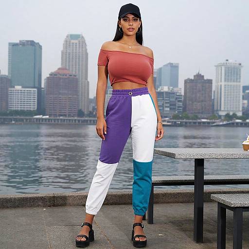 Stylish Woman by Riverside Skyline