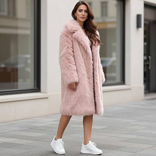 Woman in Pink Furry Coat