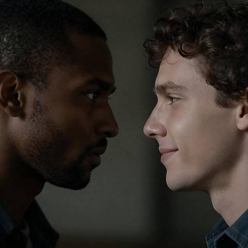 Intimate Close-Up of Two Men in Shadows