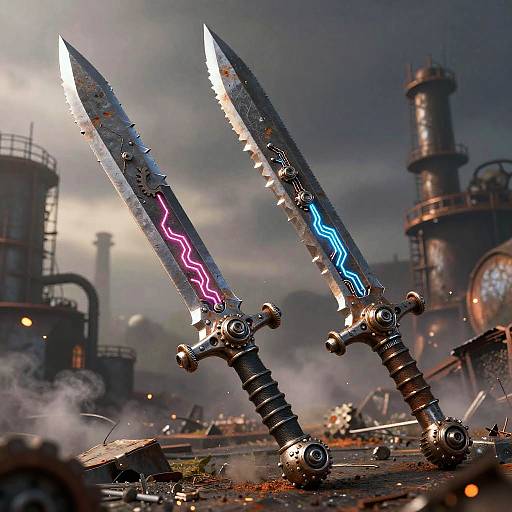 Steampunk Mechanical Gear Swords