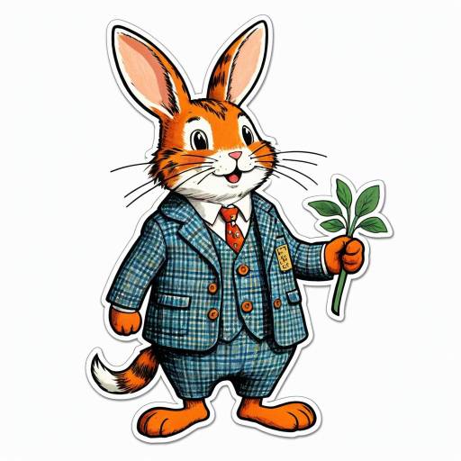Anthropomorphic Rabbit in Tweed Suit Sticker