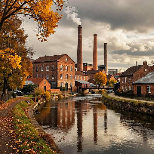 Historic Industrial Village in Autumn
