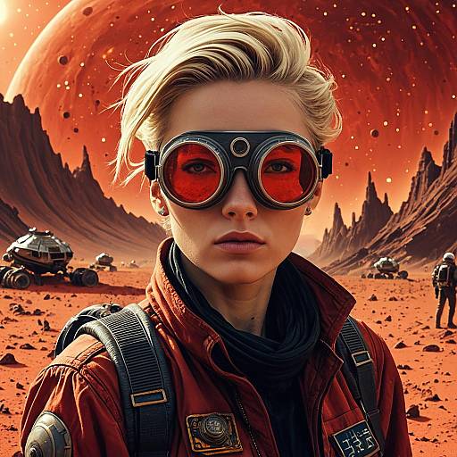 Stoic Female Engineer on Alien Planet