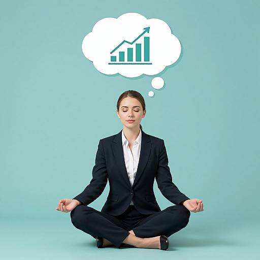 Businesswoman Meditating with Growth Visualization