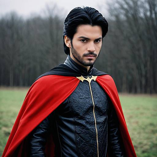 Man in Evil Prince Costume with Red Cape