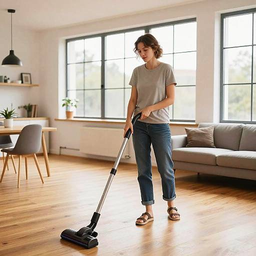 Household Helper Cleaning Modern Apartment