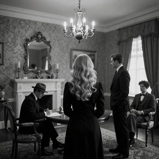 Vintage Noir: Back-View Nude Parlor