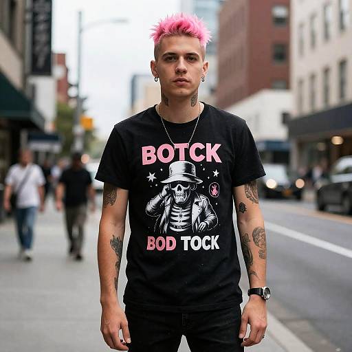 Punk Rock Man with Pink Hair