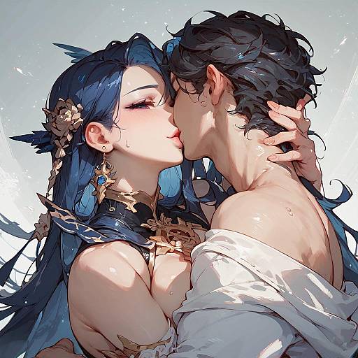 Anime Style Romantic Kiss