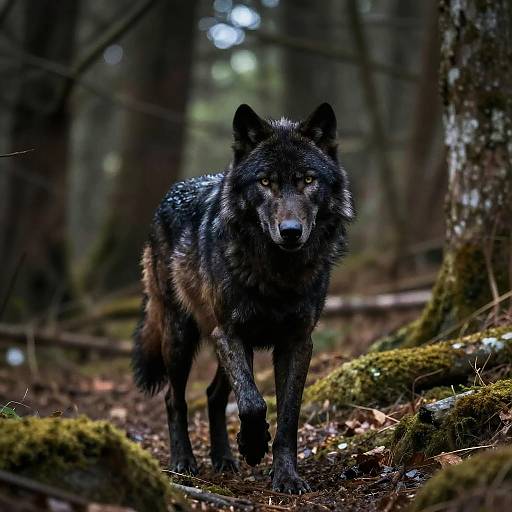Black Wolf Symbolism in Dramatic Woods
