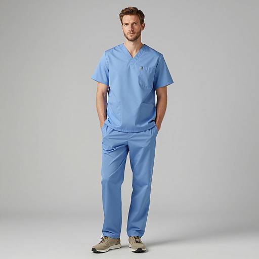 Casual Man in Light Blue Scrubs