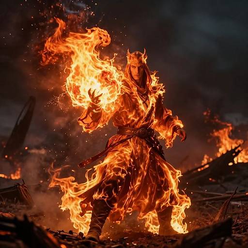 Fiery Mage on Scorched Battlefield