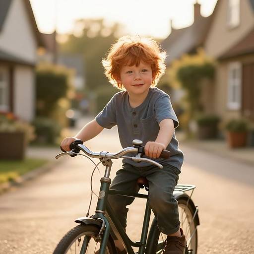 Ginger Boy on Vintage Bicycle