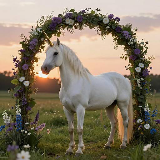 Majestic Unicorn in Vibrant Meadow