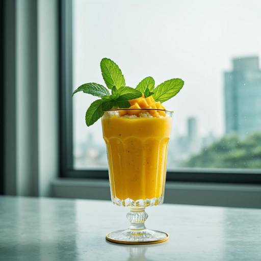 Mango Sorbet with Mint Garnish