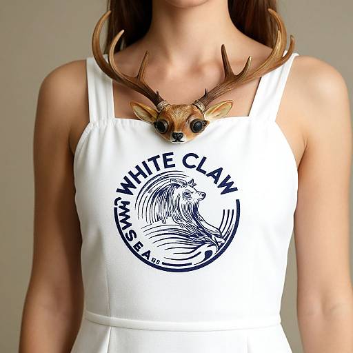 Photograph of a woman wearing a white tank top with 