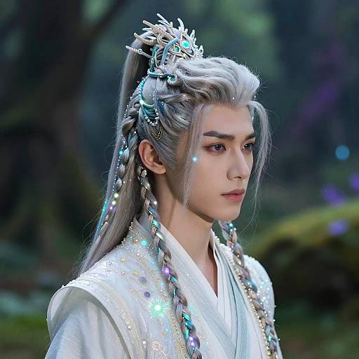 Fantasy Male Hairstyles with Glowing Braids