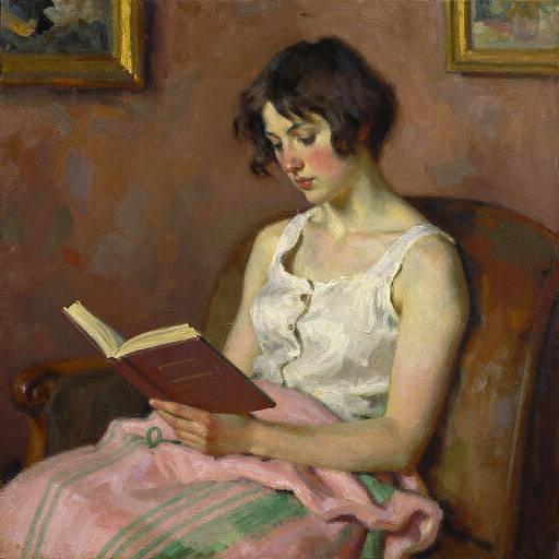 Impressionist Portrait of Woman Reading