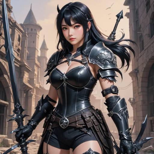 Warrior Girl with Bow and Armor