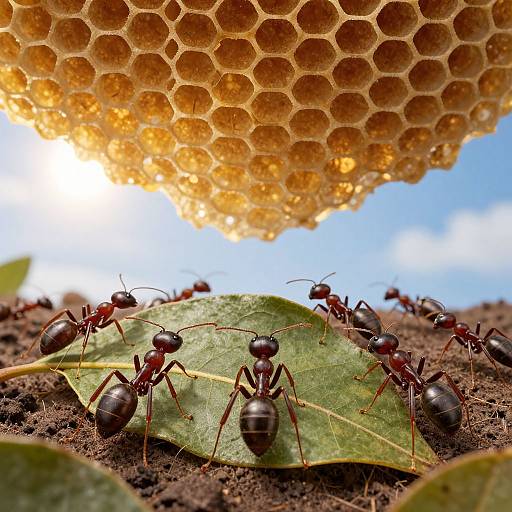 Ant Symphony Beneath Honeycomb Sky