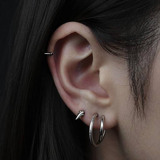 Edgy Goth Ear Piercings Close-Up