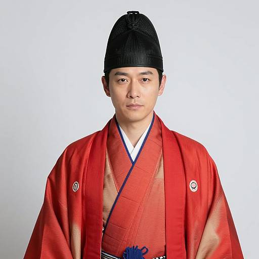 Male in Stylish Kimono and Hat