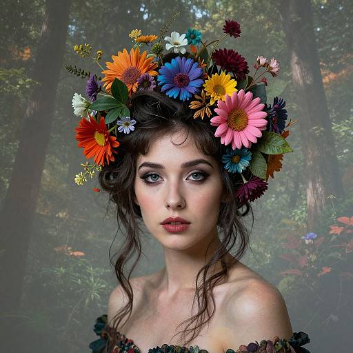 Flowerpunk Woman in Double Exposure