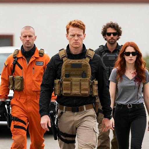 Armed Tactical Team Walking Together