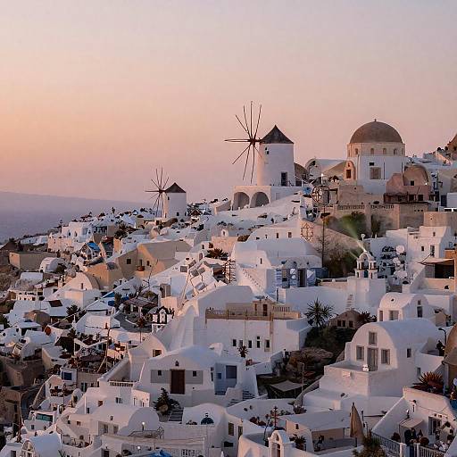 Stunning Sunset Over a Greek Village