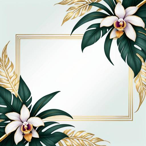 Elegant Tropical Frame with Gold Accents