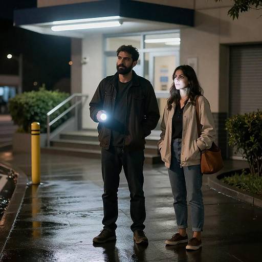 Charming Night Scene with Reflective Lights