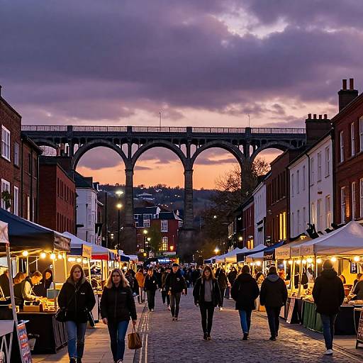 Stockport Viaduct Cityscape at Dusk