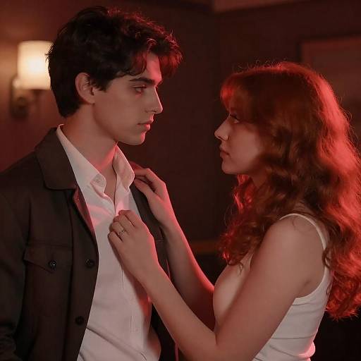 Warmly Lit Portrait of Emotionally Connected Couple