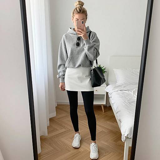 Blonde Woman's Stylish Mirror Selfie