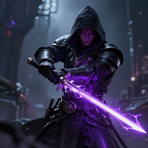Dark Assassin with Purple Energy Blade