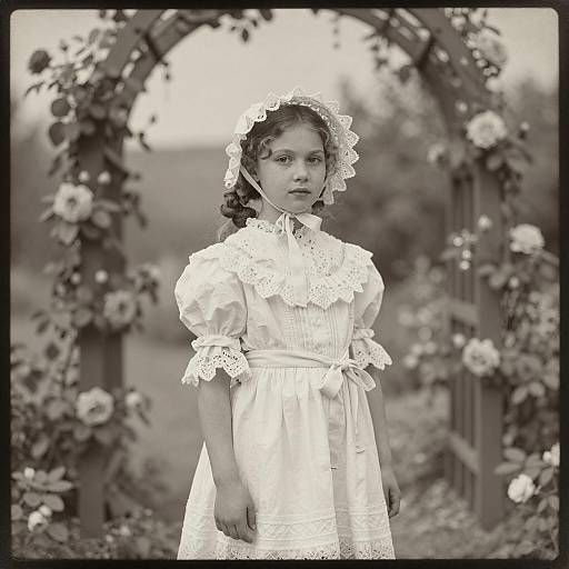 Edwardian Vintage Girl Portrait with Roses
