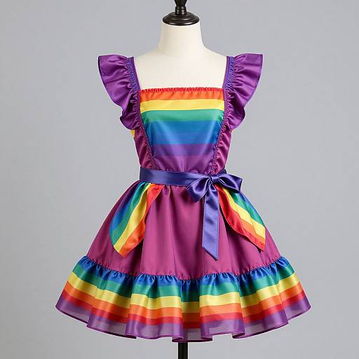 Rainbow Purple Ruffled Costume Dress