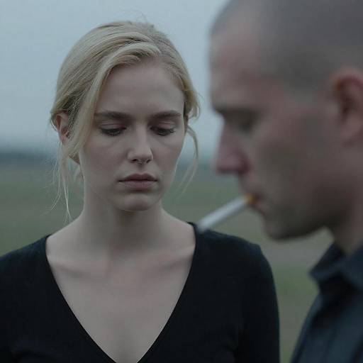 Pensive Blonde Woman and Smoking Man