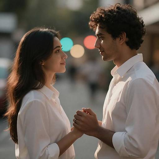 Soft-Lit Romantic Couple Holding Hands