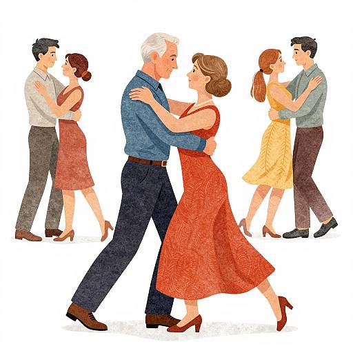 Elderly Couple Dancing Among Youth