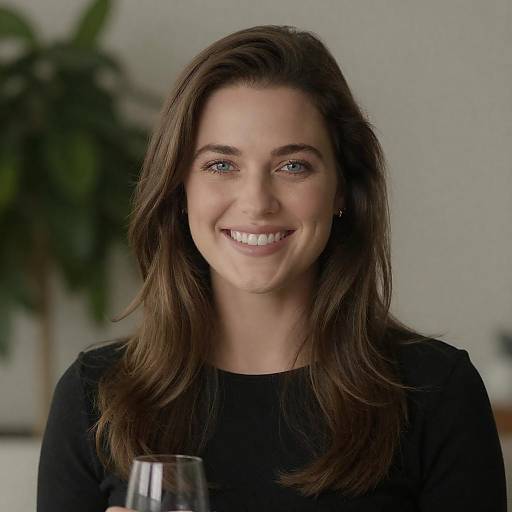 Warm Portrait of Smiling Woman with Glass
