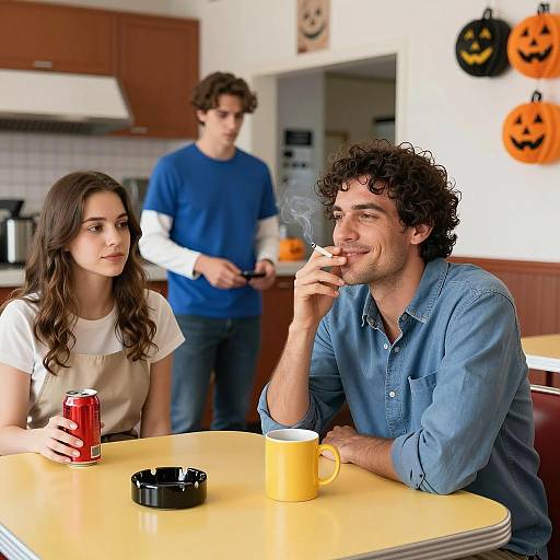 Charming Diner Scene with Halloween Vibes