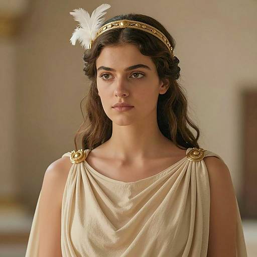 Ancient Greek Woman in Feathered Headband