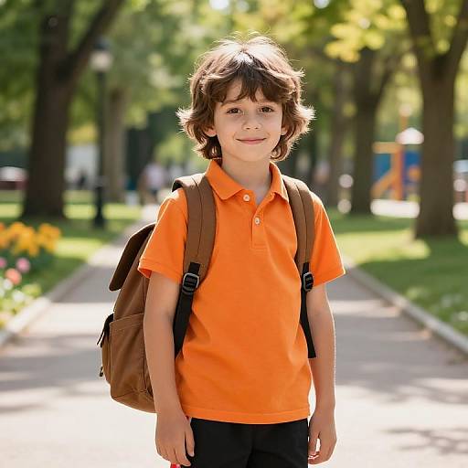 Confident Boy in Sunny Park