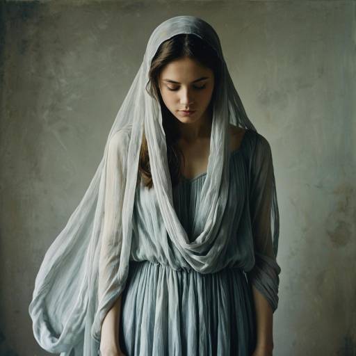 Ethereal Veiled Girl in Loose Painting